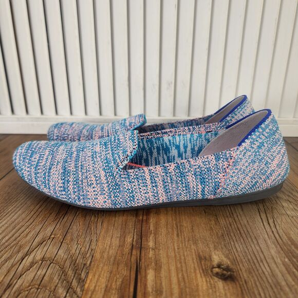 Rothy's The Loafer Womens Sz 7.5 Turquoise Melange Knit Flats Slip On Shoes Low - Picture 3 of 9